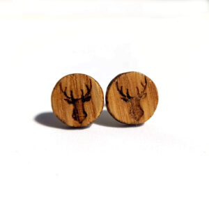 Elch Ohrstecker (10 mm) – Design aus natürlichem Holz, Edelstahl, handgefertigt