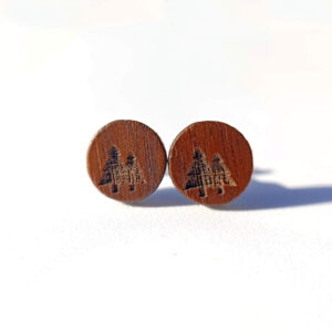 Wald Ohrstecker (10 mm) – Design aus natürlichem Holz, Edelstahl, handgefertigt